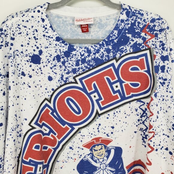 Mitchell & Ness Retro New England Patriots T Shirt 3XL NFL Team Burst Sublimated - Picture 7 of 9